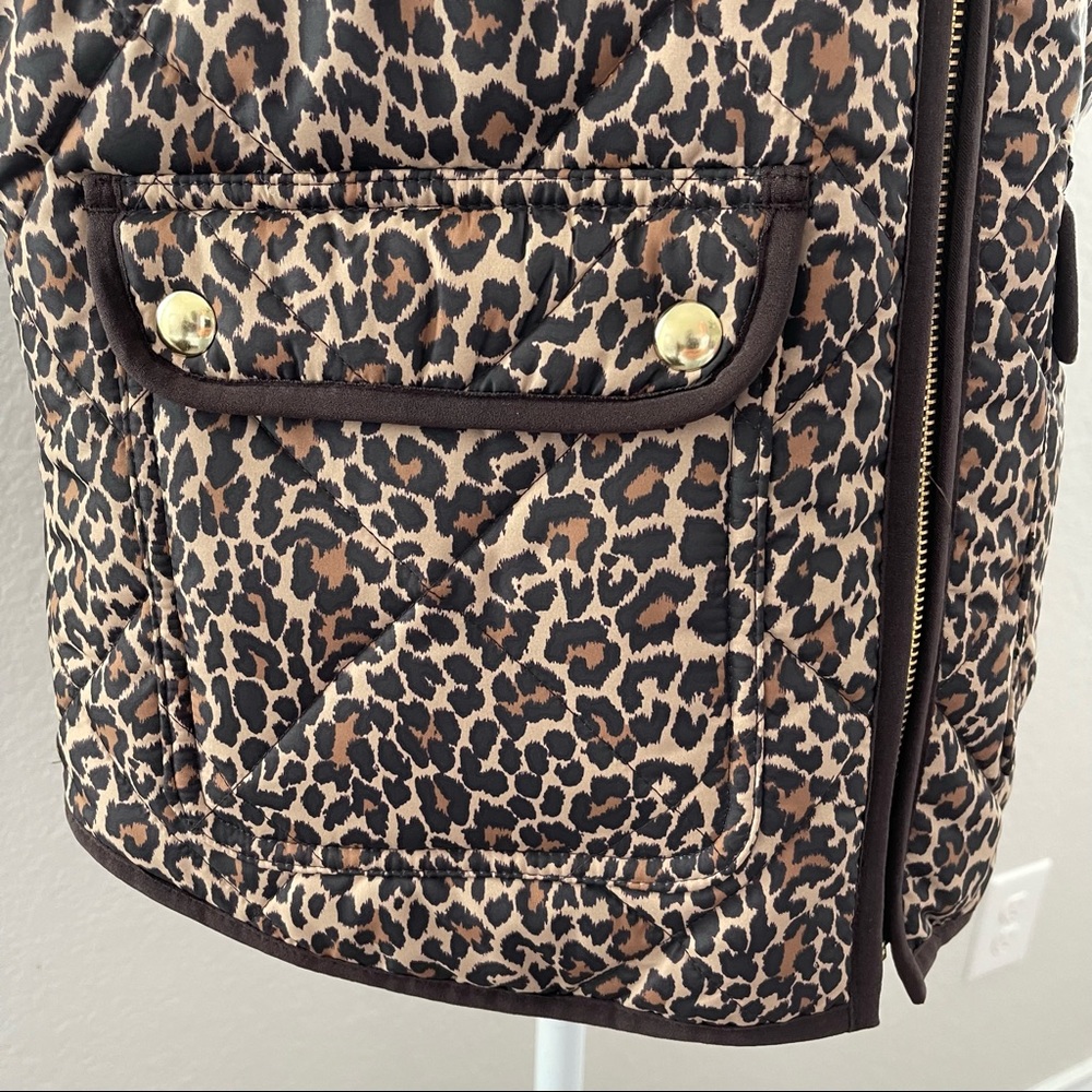J Crew Women Leopard Animal Print Quilted Puffer Vest Jacket Small NEW AG538 - Picture 7 of 9